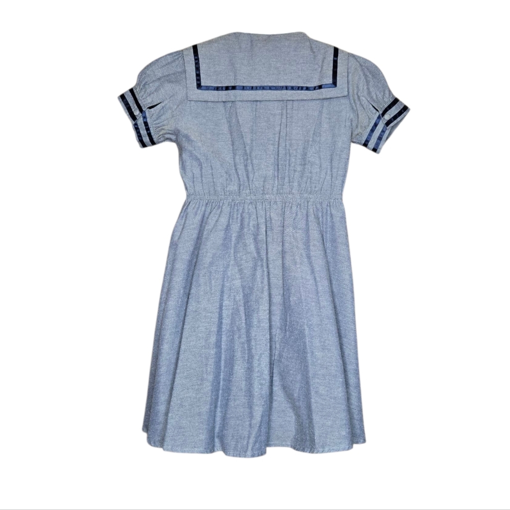 ANK ROUGE Jfashion gray blue sailor style kawaii short sleeve dress M - Picture 4 of 12